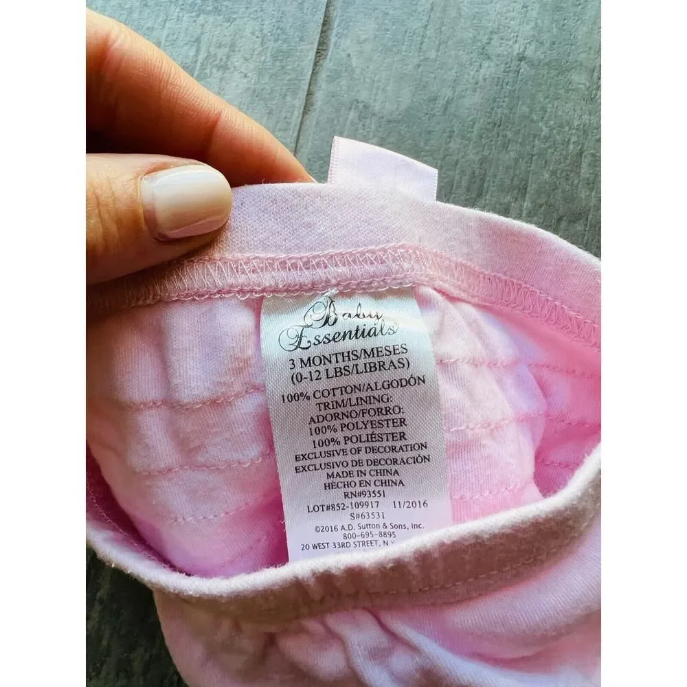 BABY ESSENTIALS Pink Lace Ruffle Tutu Bloomers Diaper Cover & Headband Set 0-3m